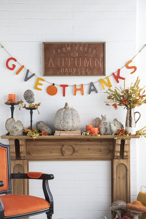 Set of 2 Give Thanks Thanksgiving Banners with Felt Pumpkin, 68 in