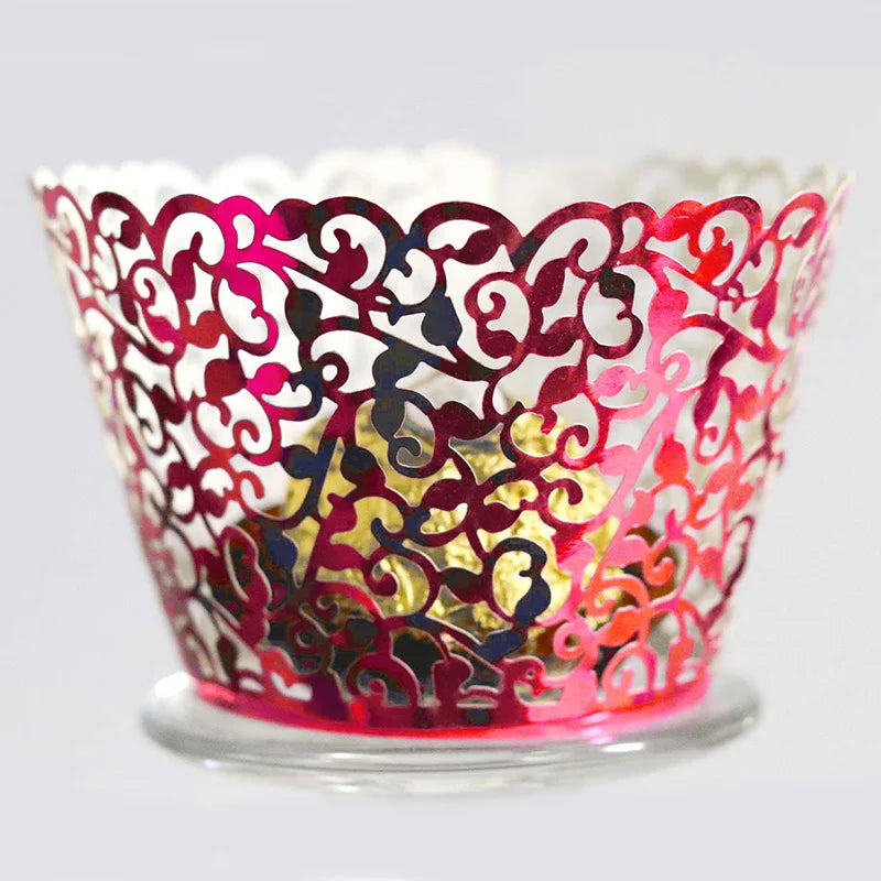 50pcs Lace Cupcake Wrapper Hollow Muffin Cupcake Paper Cups For Baby Shower Wedding Birthday Party Baking Fondant Dessert Decor