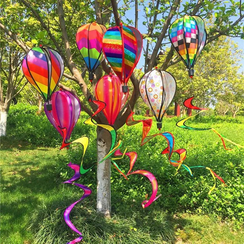 T02C!-Garden Spring Hot Air Balloon Pendant Rotating Windmill Hanging Decoration
