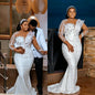 Luxury Mermaid Wedding Dresses For African Black Women Long Sleeve 3D Floral Beaded Bridal Dresses Vestidos De Novia Customized