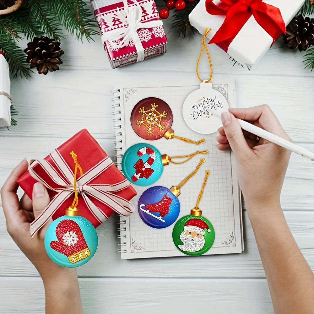 10PCS DIY Christmas Tree Pendant Diamond Painting Special Shape Full Drills Hanging Ornament Christmas Decor Natal Navided