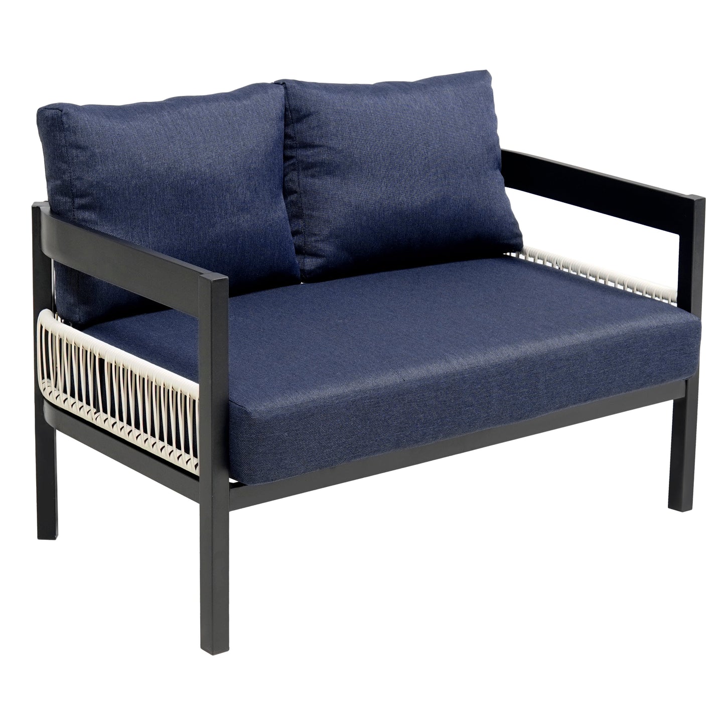 Multi-person Outdoor Iron Sofa Set with Table, Rattan Decoration,