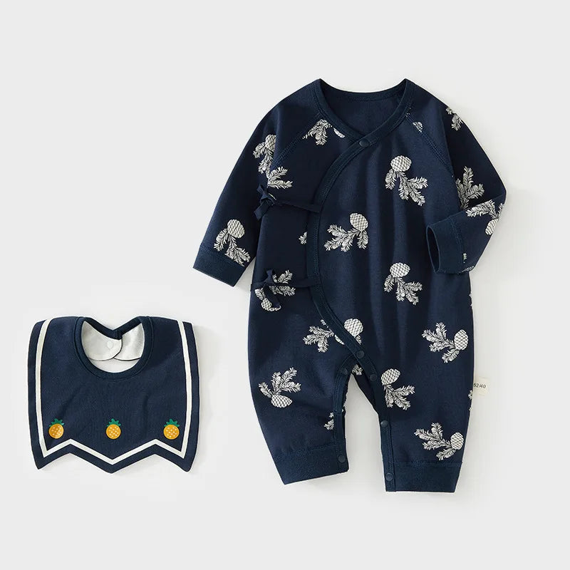 Infant Baby Clothes 0-6M Baby Girls Boys Cotton Butterfly Jumpsuit 2Pcs Set Soft Breathable Print Newborn Baby Casual Daily Wear