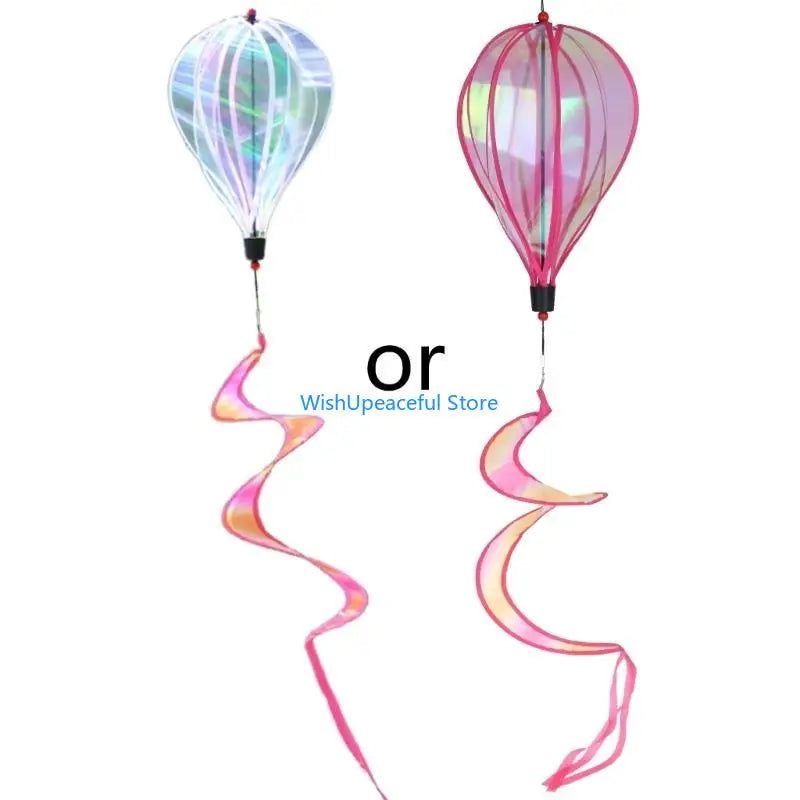 34YA Hot Air Balloon Wind Spinner Pinwheels Rotating Sequins Windmill Ornament for Home Garden Lawn Decor Children Gift