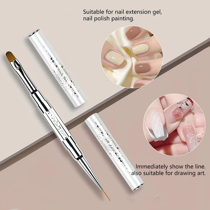 1pc Nail Brush Extension Nail Gel Rhinestone Dual-Ended Handle French Tip For Manicure Design Polish Gel Liner Professional Pen