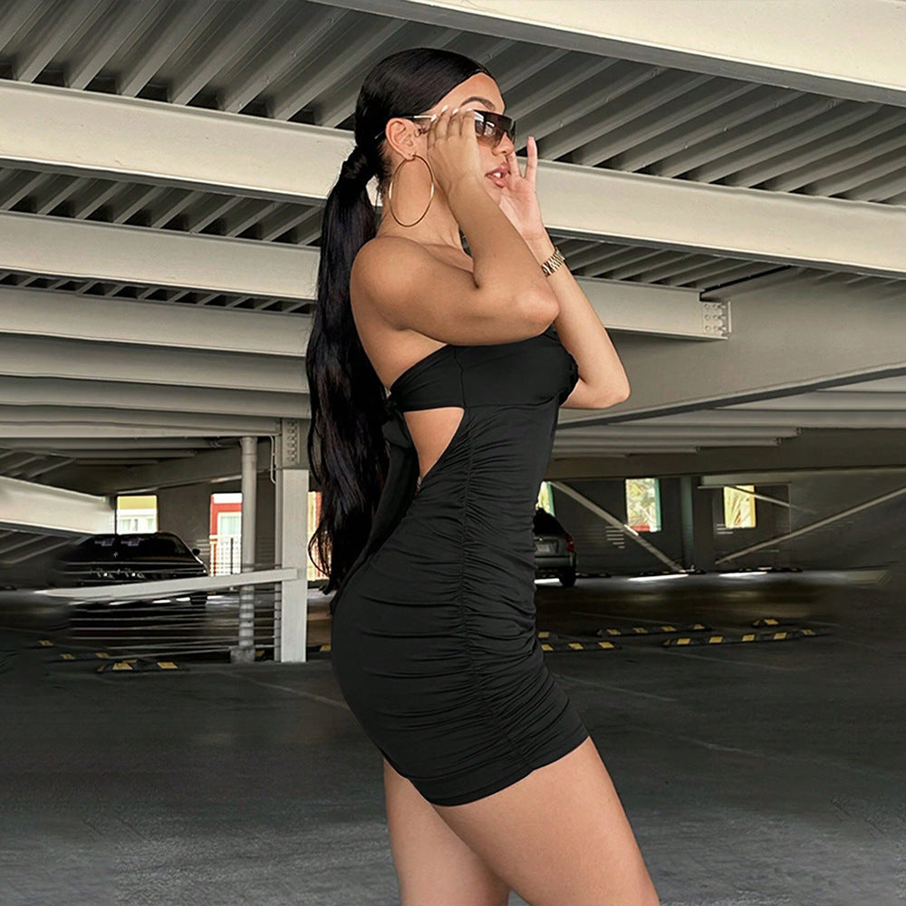 European Black Sexy Hottie Lace-Up : Bandeau Dress