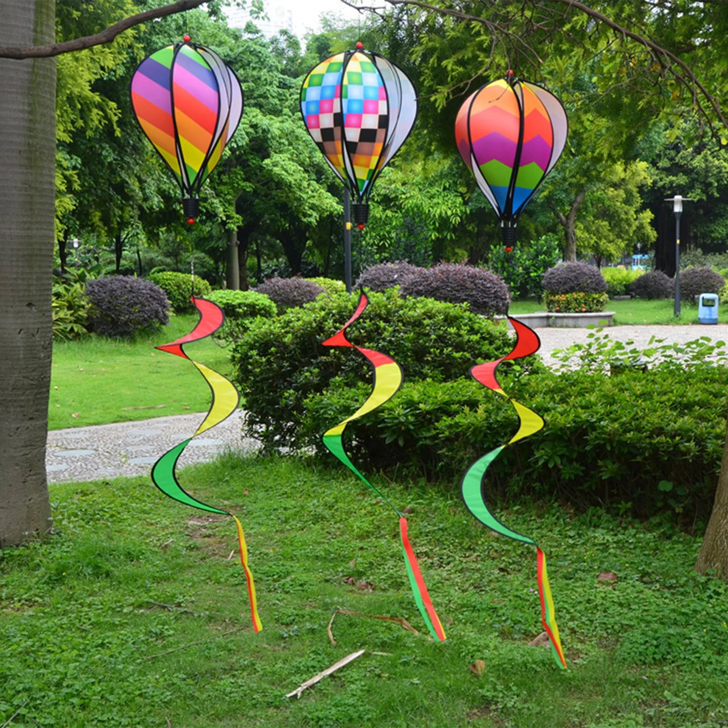 Hot Air Balloon Wind Spinner Rainbow Hanging Wind Twister Outdoor Windmill Garden Yard Home Festival Celebration Balloon