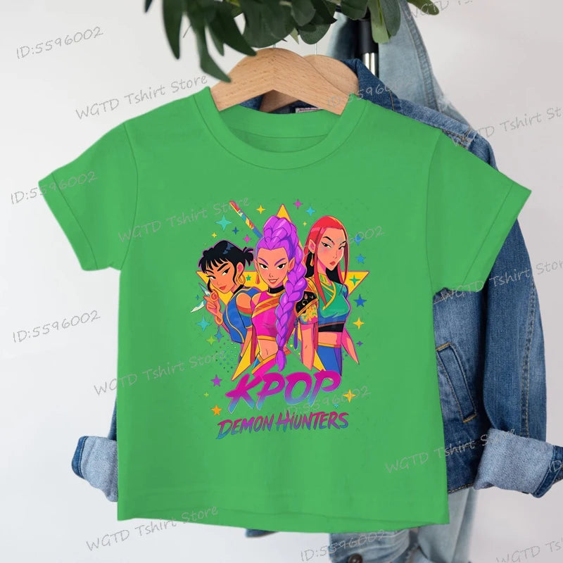 Children's Clothing KPop Demon Hunters Fashion Casual Tops 2025 Hot Movie Soft Cotton Baby Girls T Shirt Fans Gifts Kids Clothes