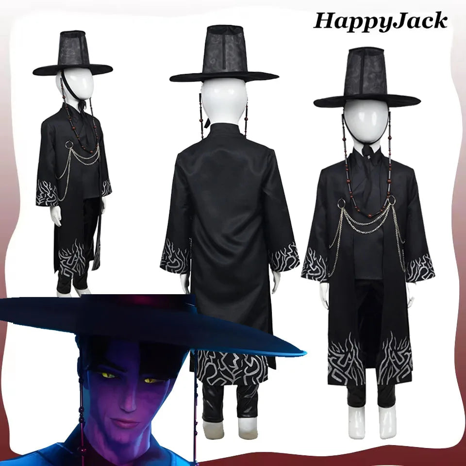 Kids Jinu Cosplay Costume Saja Boys Demon TV Hunters Roleplay Children Coat Pants Hat Outfits Halloween Carnival Party Suit