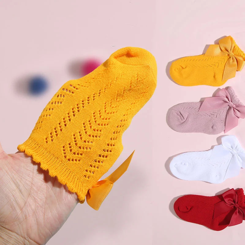 Newborn Baby Summer Mesh Girls Socks Fashion Bow Thin Socks for Girls Infant Clothes Accessories