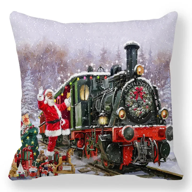 Christmas Decoration Pillowcase Santa Claus Snowman Deer Cushion Cover Home Sofa Chair