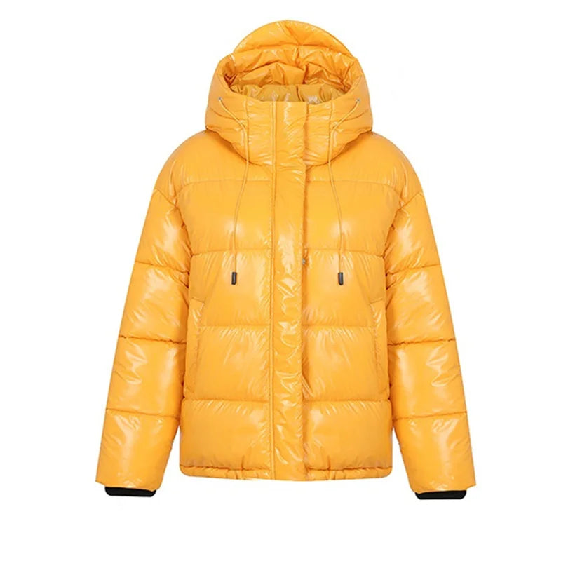 2025New Winter Jacket Women Parka Fashion Hooded Thick Warm Glossy Down Cotton Coat Parkas Female Casual Outwear Overcoat Ladies