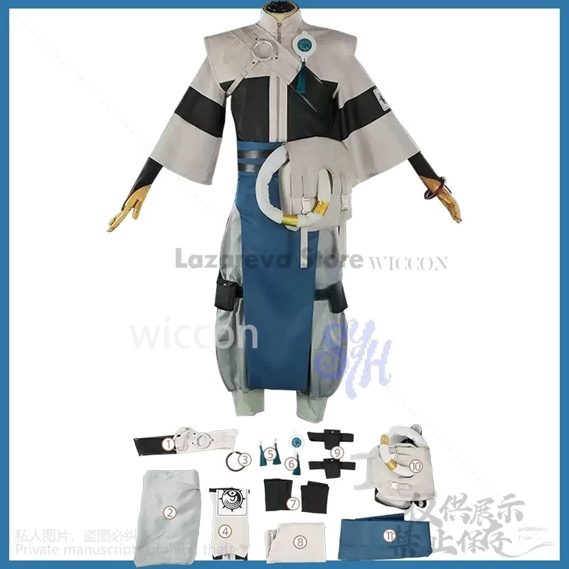 Zanka Cosplay GACHIAKUTA Anime Costume Grey Punk Uniform Y2K Chinese Styles Coat Dress Wigs Jirai Kei Earring Halloween Party
