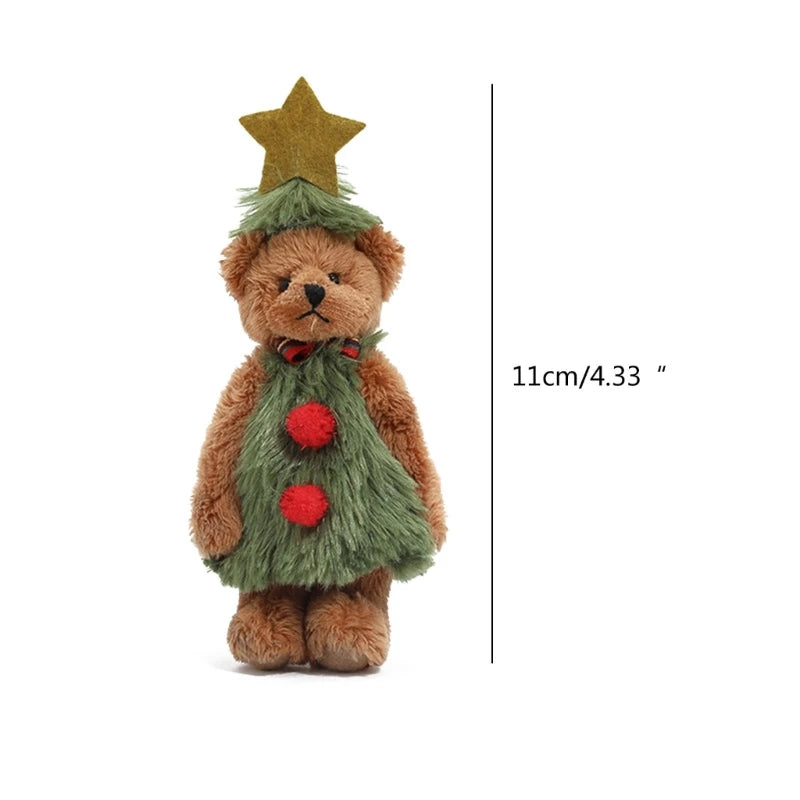 1pc Christmas Plush Bear Toy Keychain Holiday Decor Keyring Designs for Home Farmhouse Warm and Lovely Feel Kids Playing Toy