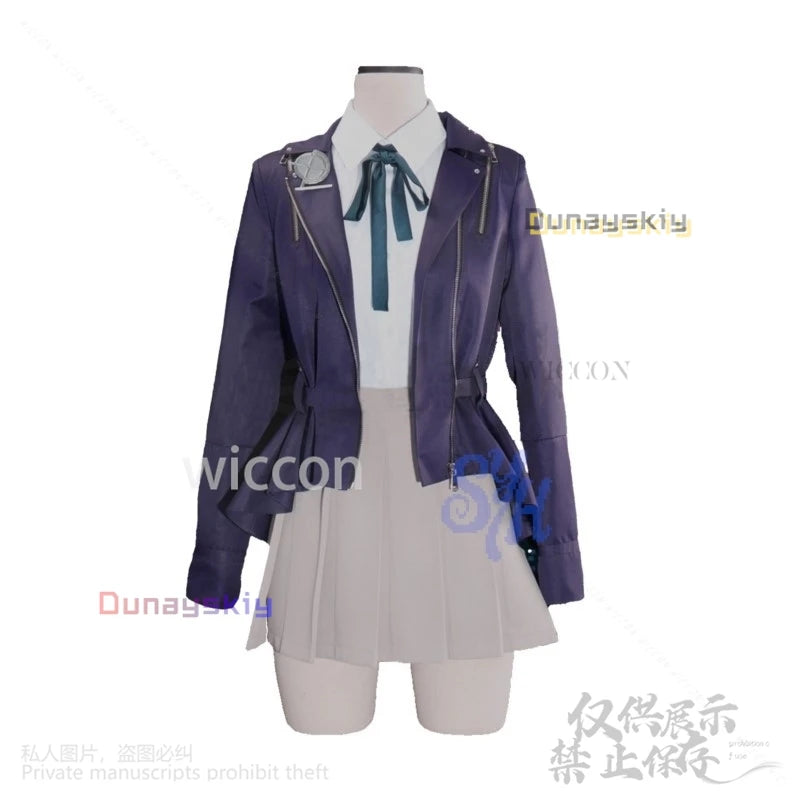 Kirifuji Nozomi Cosplay Game The Hundred Anime Costume Purple Pu Punk Coat Jk Kawaii Uniform Dress Lovely Japanese Girls Lolita