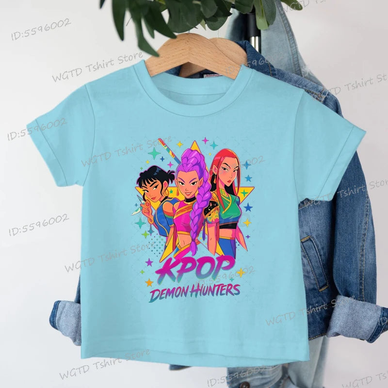 Children's Clothing KPop Demon Hunters Fashion Casual Tops 2025 Hot Movie Soft Cotton Baby Girls T Shirt Fans Gifts Kids Clothes