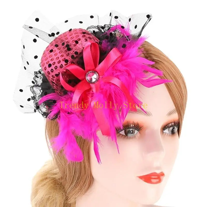 N5KB Top Hat Hair Pin Halloween Bride Taking Photo Ponytail Hair Clip