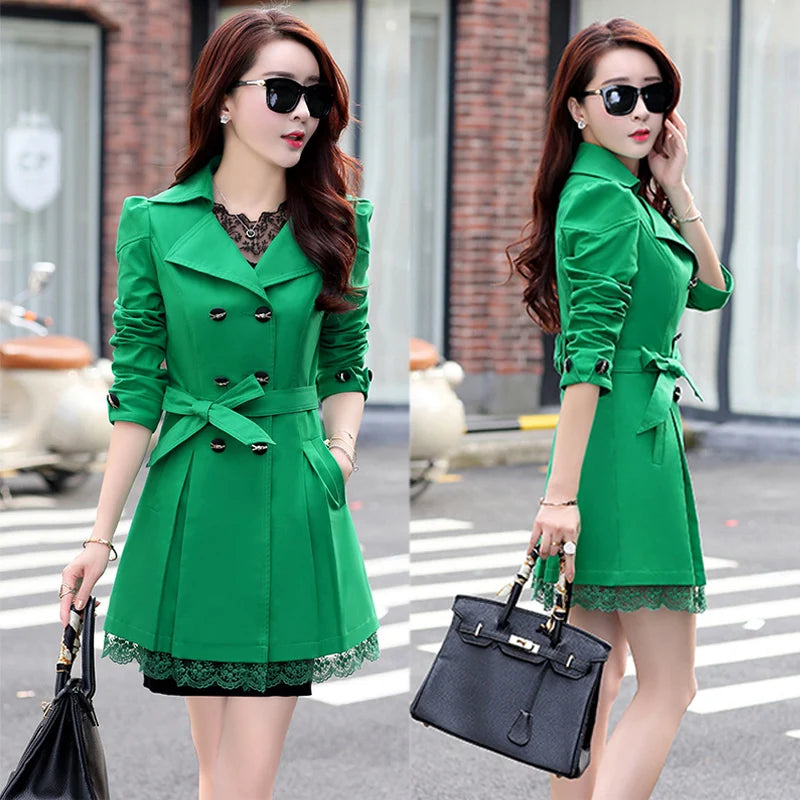 Fashionable Polo Collar Trench Coat for Women 30 40 50 Years Old Mothers Spring Autumn Mid Length Youthful Jacket