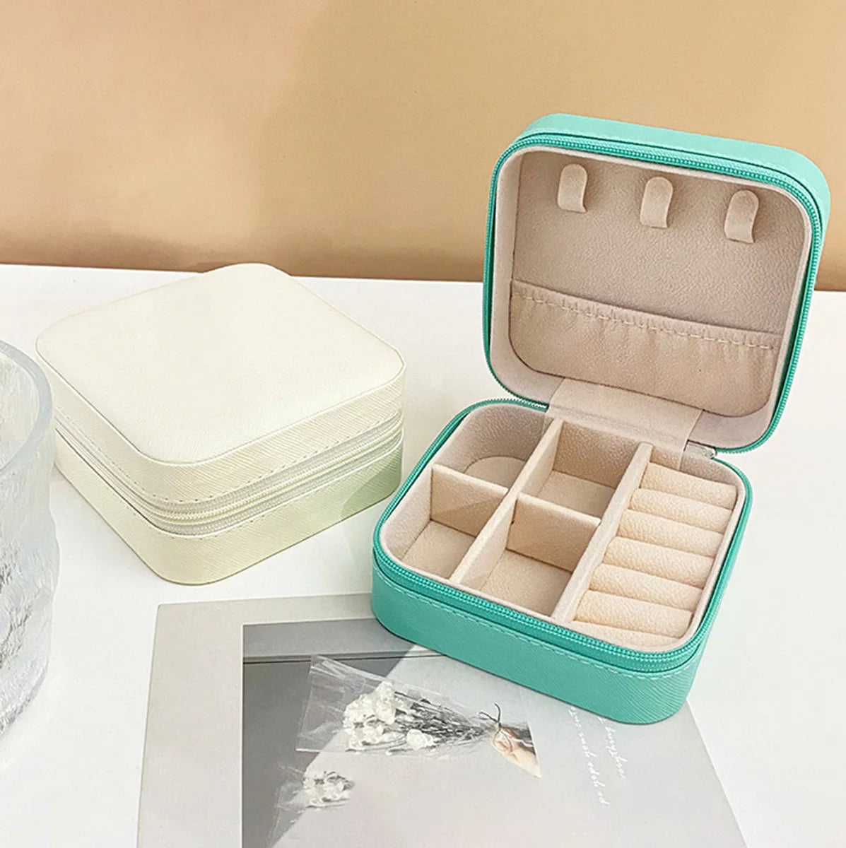 1PC Mini Fashion Travel Display Zipper Jewelry Storage Box Multifunctional For Necklace Bracelet Earrings Ring Storage Portable