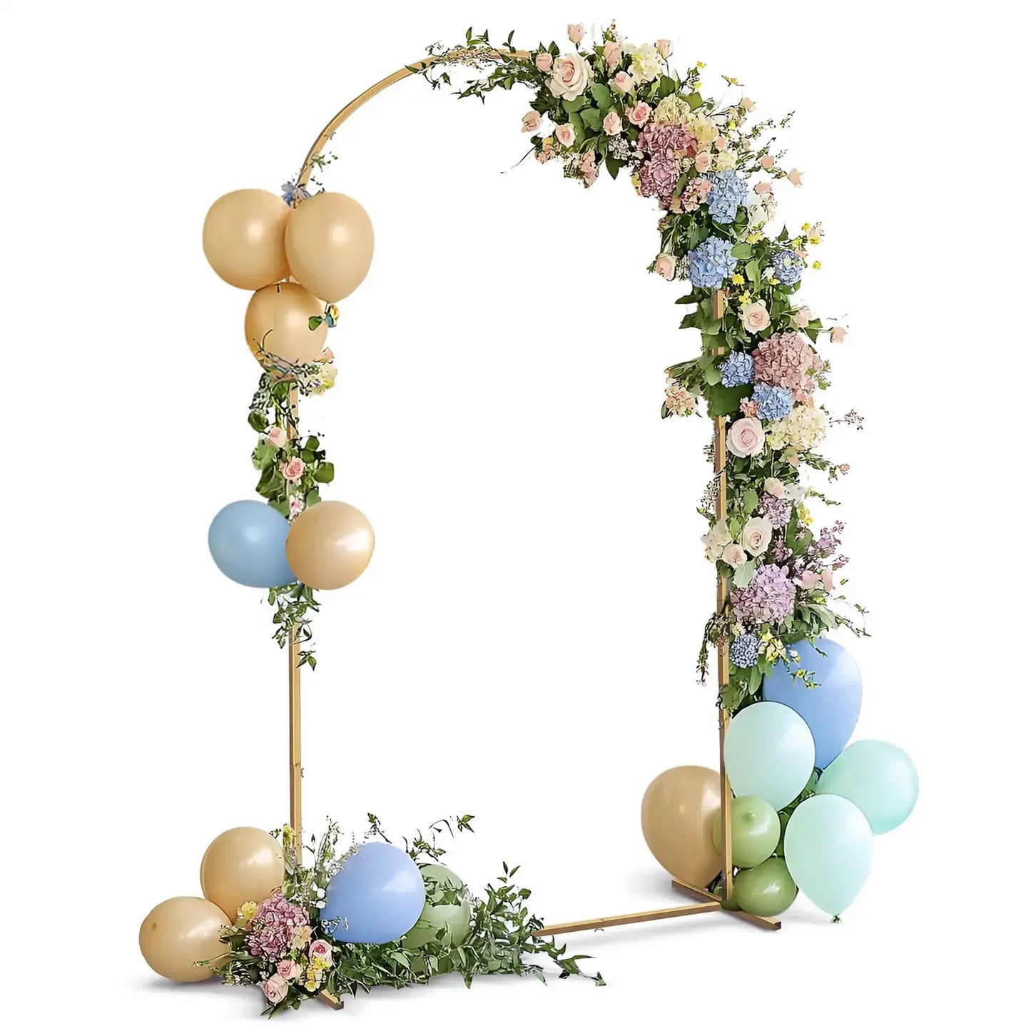 7.2ft Wedding Arch for Ceremony, Golden Balloon Stand, Metal Arch Backdrop for Decor