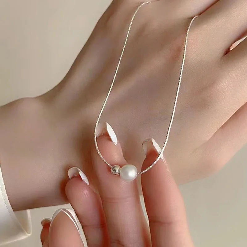 Christmas Gift 925 Sterling Silver Exquisite Pearl Necklace French Vintage Style Collar Chain Luxury Jewelry Holiday Gift