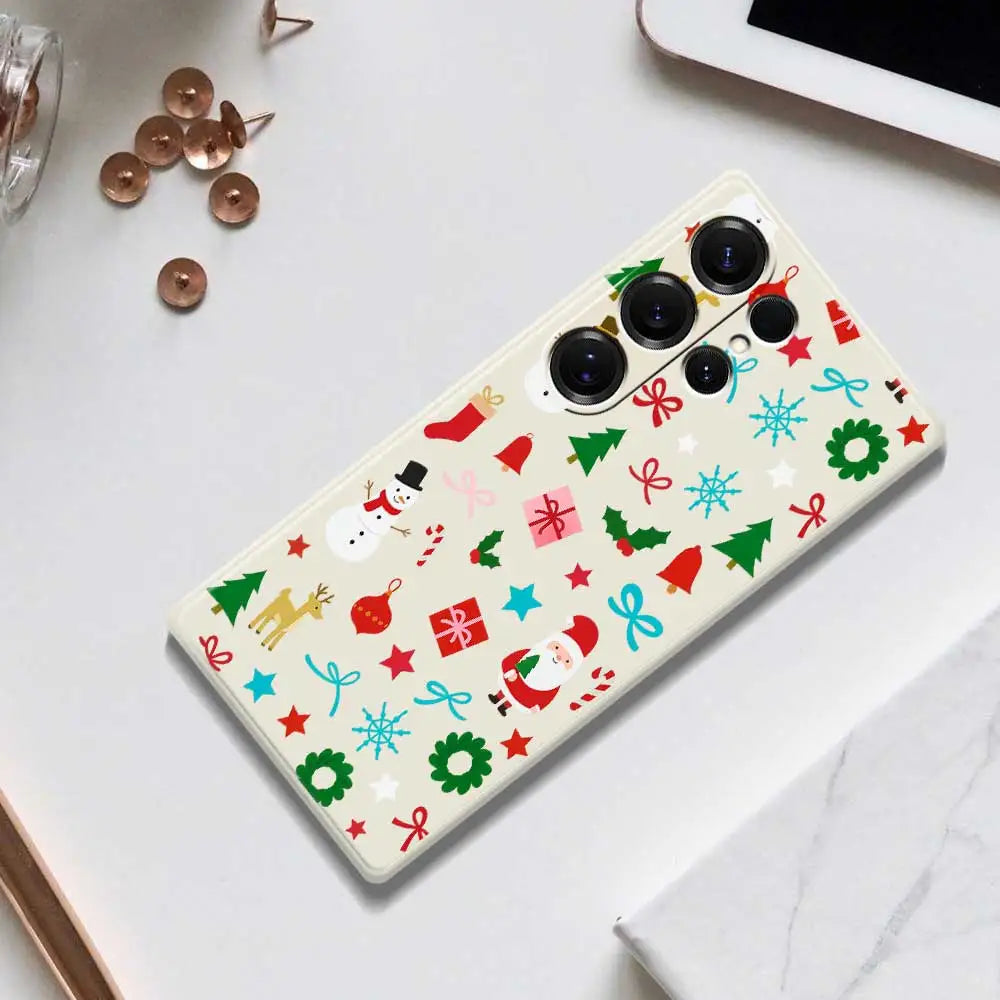 Christmas Pattern Case For Samsung Galaxy S25 S24 S23 S22 S21 S20 Ultra Plus S10 Plus S24FE S23 FE S22FE S21 FE S20 FE Cover