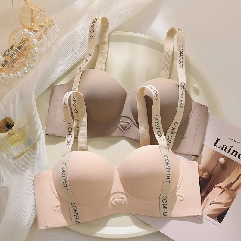 Sexy Bras Woman Intimates Lingerie Letter Small Chest Push Up Bra Female Wireless Bralette for Women Adjustment Underwear