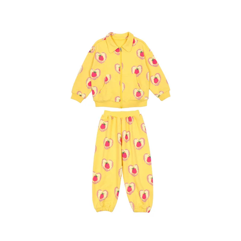 Children's Jacket 2025 Autumn/Winter New Strawberry Full Print Fashion Boys and Girls' Sportswear Coat Pure Cotton Sweatshirt