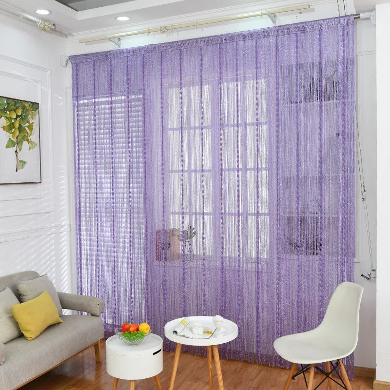 1pc 1x2m Door String Curtain Soft Balls Romantic Glitter Fringe Room Divider Home Decor Wedding Girls Bedroom Window Living Room