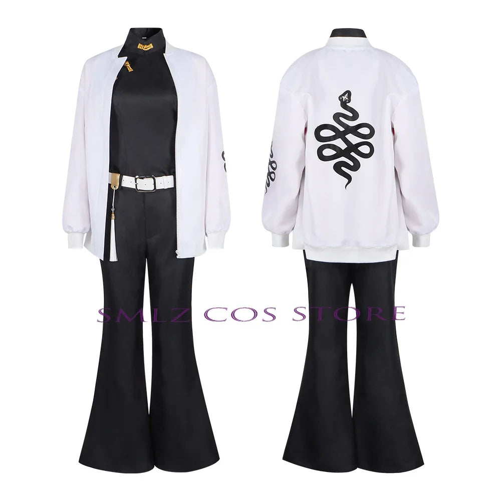Newly Alma Cosplay Anime Gokurakugai Manga Costume Red Coat Pants Daily Wearing Rose Alma Wig Set Halloween Party Outfit for Man