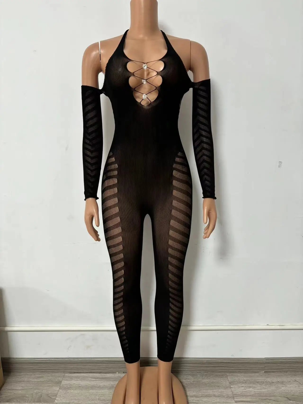 Womens Fishnet Bodystocking Plus Size Crotchless Bodysuit Sexy Tights Soft Nightwear Lingerie