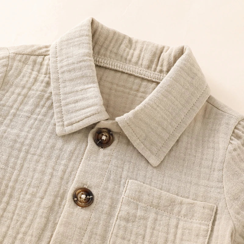 Toddler Short Sleeve Button Down Lapel Shirt Shorts Set 2Pcs Summer Outfits Baby Clothes