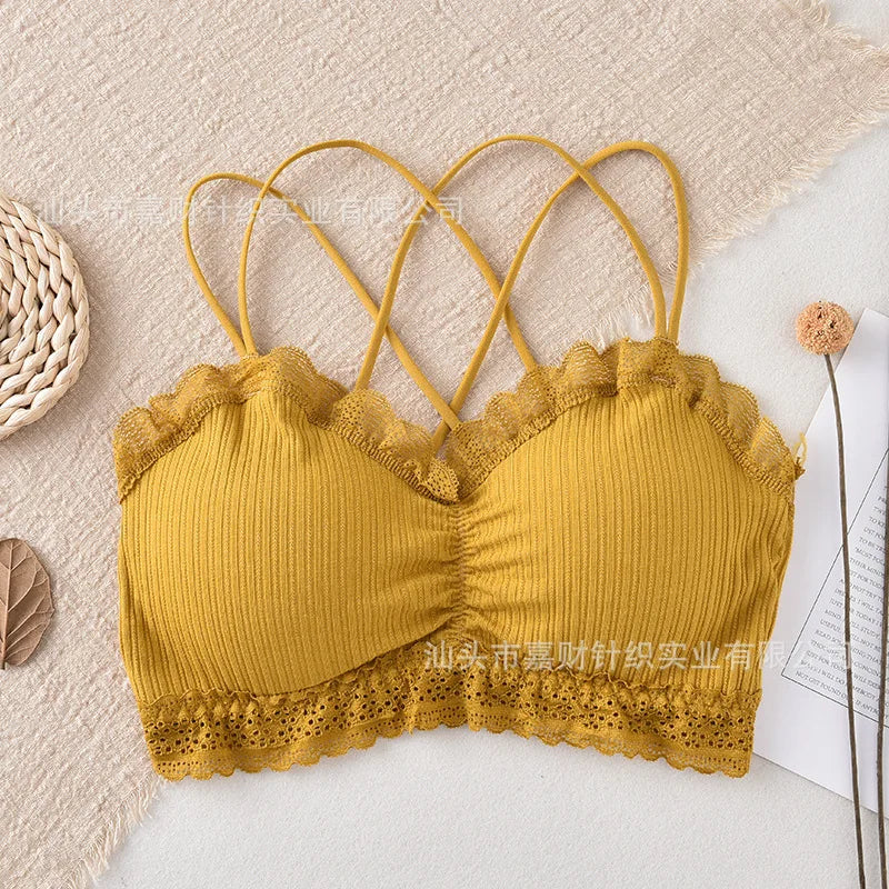 Sexy Bra Tube Top Lace Bralette Women Crop Top Female Sexy Lingerie Beauty Back Intimates Crop Top Seamless Padded Underwear