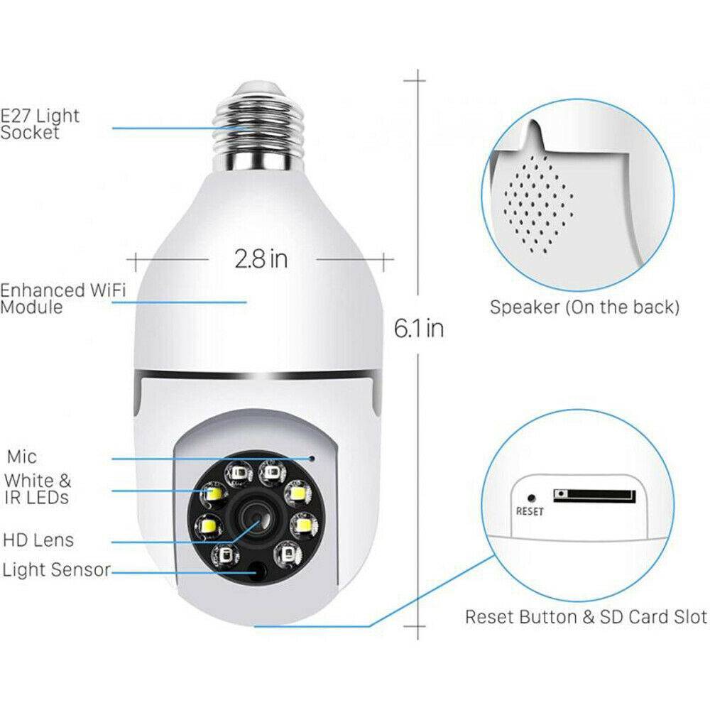 IR E27 Light Bulb Camera 1080P HD Wireless Wifi Smart Home Security