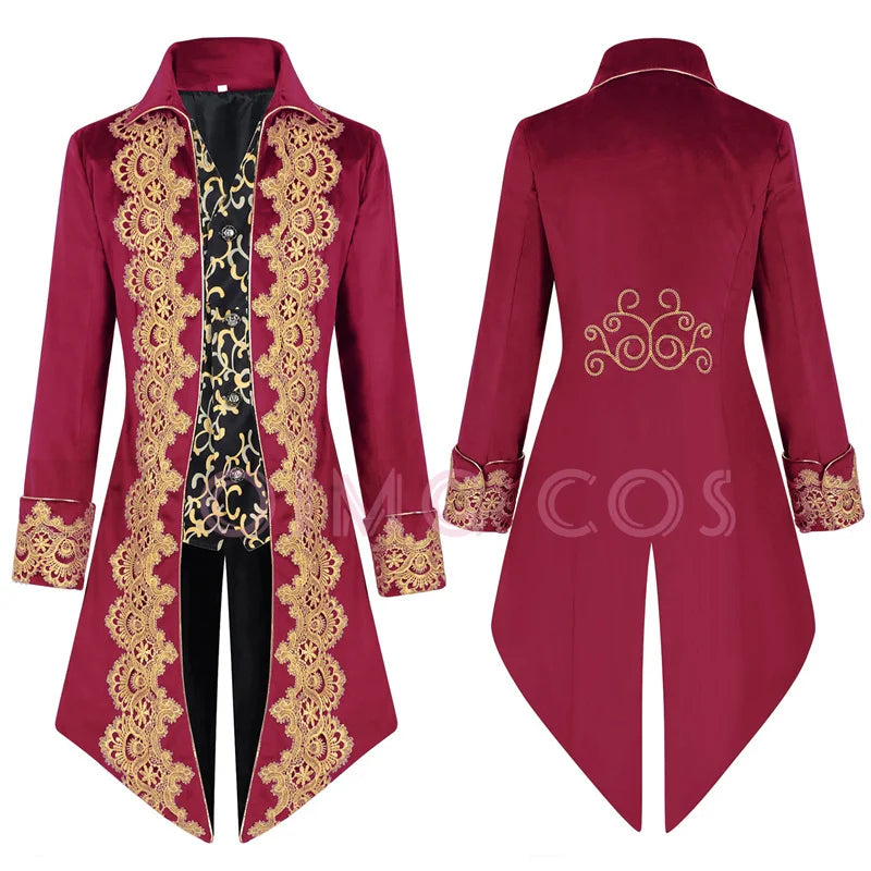 Halloween Men's Medieval court lace tailcoat punk retro coat men's clothing
