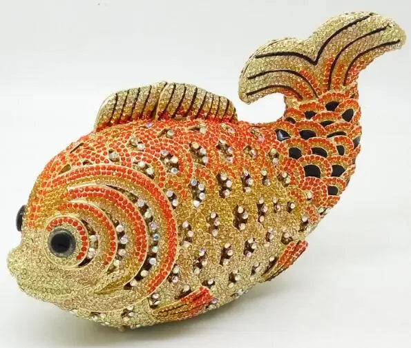 Boutique De FGG (in stock) Fish Crystal Clutch Handbags Women Pink Evening Bags Wedding Party Brides Rhinestones Purses Bag