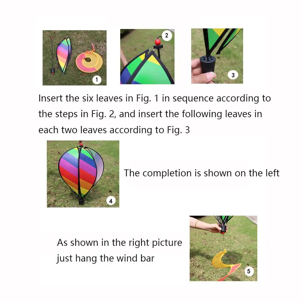 Giant Rainbow Hot Air Balloon Garden Wind Spinners Pinwheels Whirligigs Windmill Toys for Kids Yard Decor 43.3inch