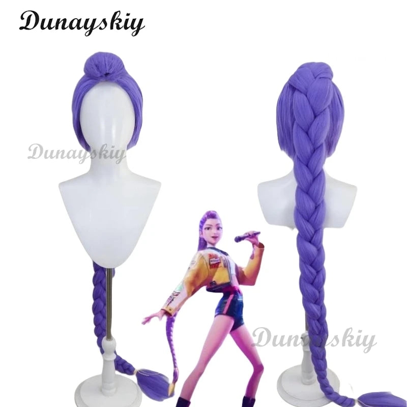 K-Pop Rumi Cosplay Wig 2025 MovieDemon Hunters Stage Lumi Mira Zoe Purple Long Wig Braid Hair Hallowen Girl Group Idol