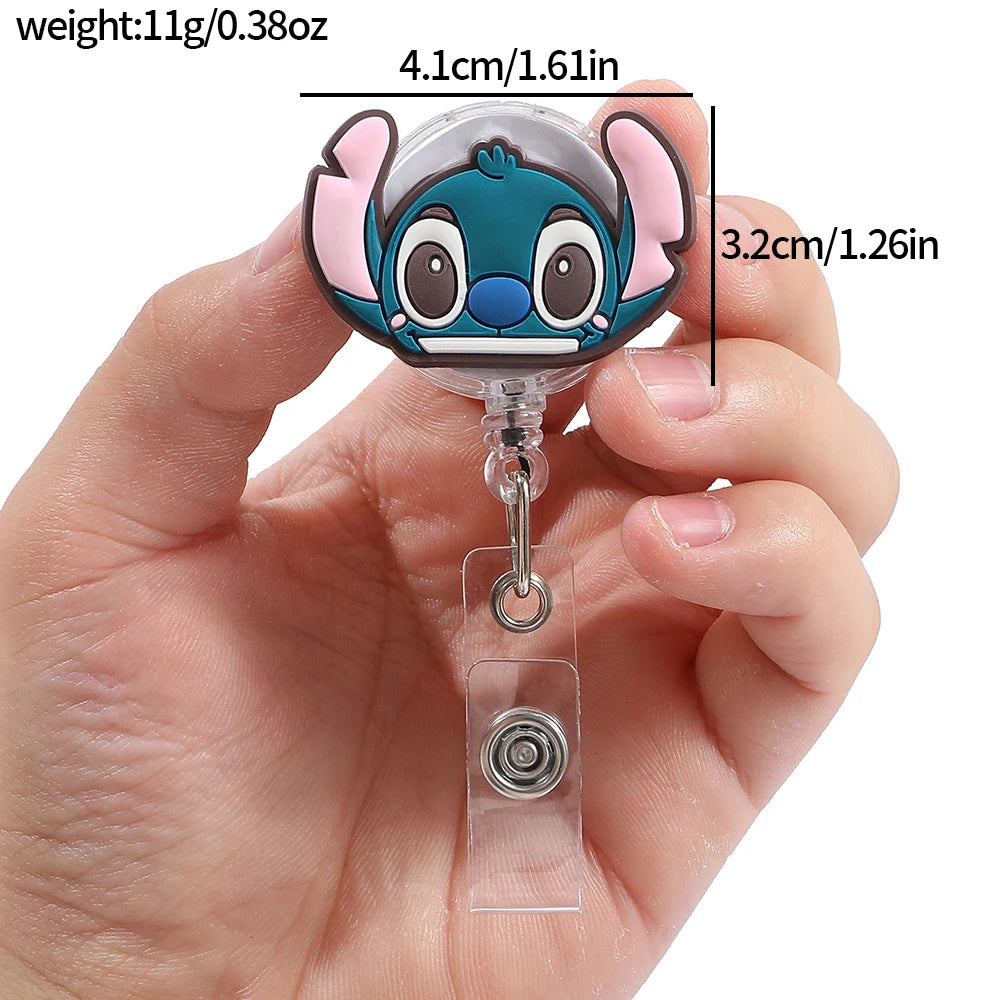 Disney anime Stitch acrylic retractable nurse badge scroll, doctor teacher student ID holder keychain lanyard