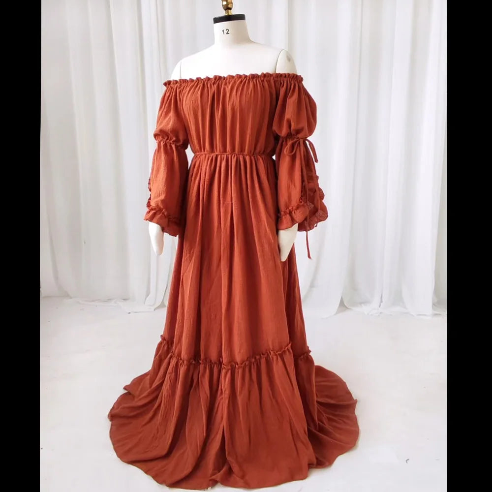 White Outfit Maternity Dress Photoshoot Long Sleeved Photography Baby Shower Dresses For Women Photo Shoot Clothes Babyshower