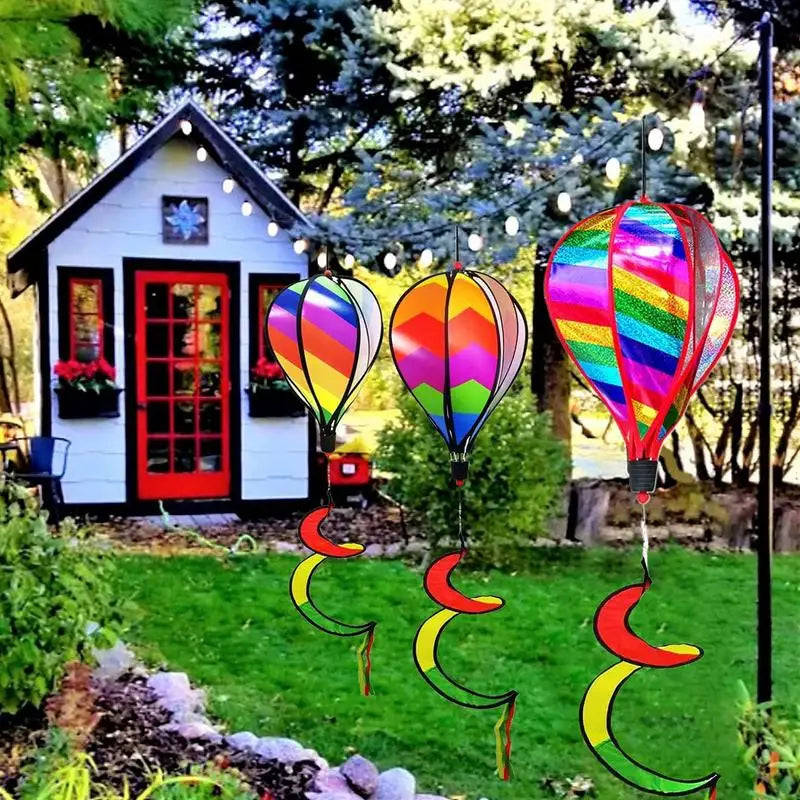 Balloon Wind Spinner 3X Hot Air Balloon Windmill Windsock Ornament Outdoor Decoration For Yard Garden Patio Fences Tree Birthday
