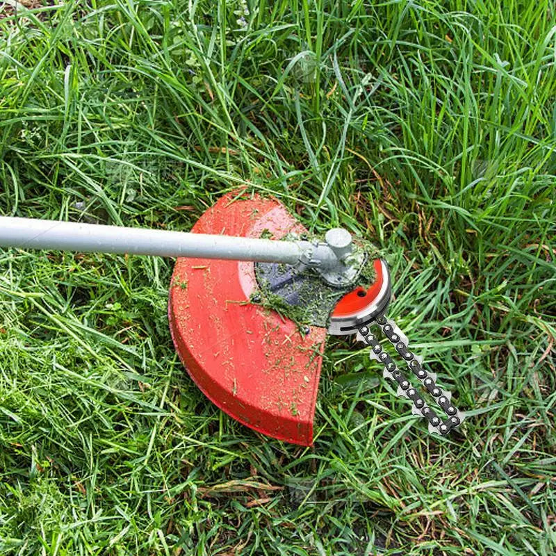 Trimmer Head with Chain Lawn Mower Brush Cutter Trimmer Head with Chain Saw-Type Replacement Parts with Orange Gasket for