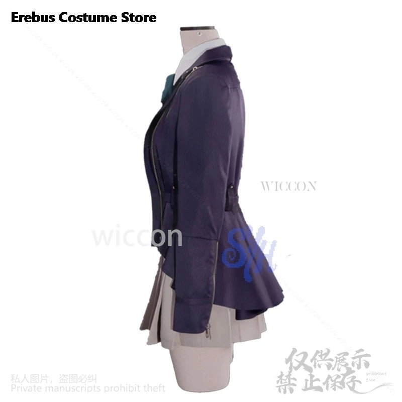 Kirifuji Nozomi Cosplay Game The Hundred Anime Costume Purple Pu Punk Coat Jk Kawaii Uniform Dress Lovely Japanese Girls Lolita