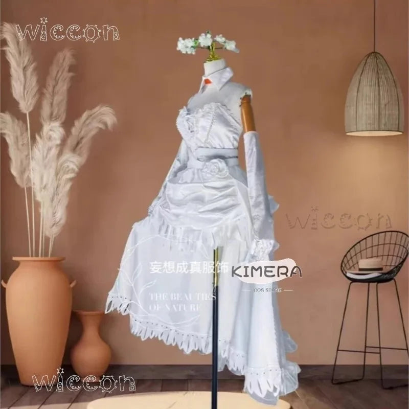 asdh8@Zero Two 02 Cosplay Costume Wig Figure Same Style Roleplay Anime DARLING Bride in the FRANXX White Lace Gown Wedding Dress