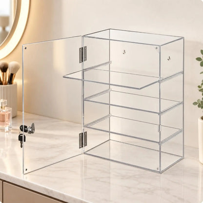 Clear Acrylic Collection Display Box with Hinged Door for Figurines Toys Safe Storage Showcase