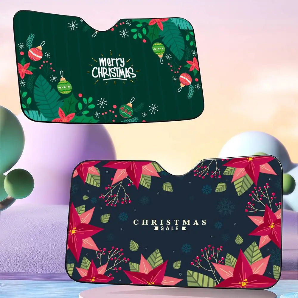 Merry Christmas Sun Shade Sunshade Seat Cover Off-Road Truck Accessory Set Retro Steering Car Van SUV Gifts