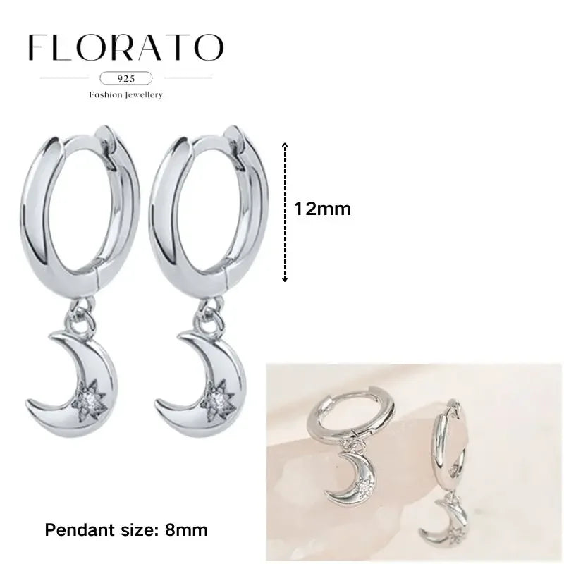 925 Sterling Silver Ear needle European And American Style Hoop Earrings Round square Pendientes Fashion For Women Birthday Gift