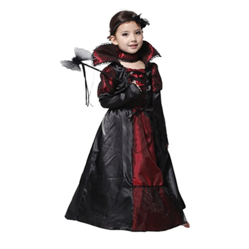 Baby Girls Halloween Ghost Bride Costume Children Cosplay Vampire Princess Dresses Kids Dress Clothes Gothic Carnival Party Gift