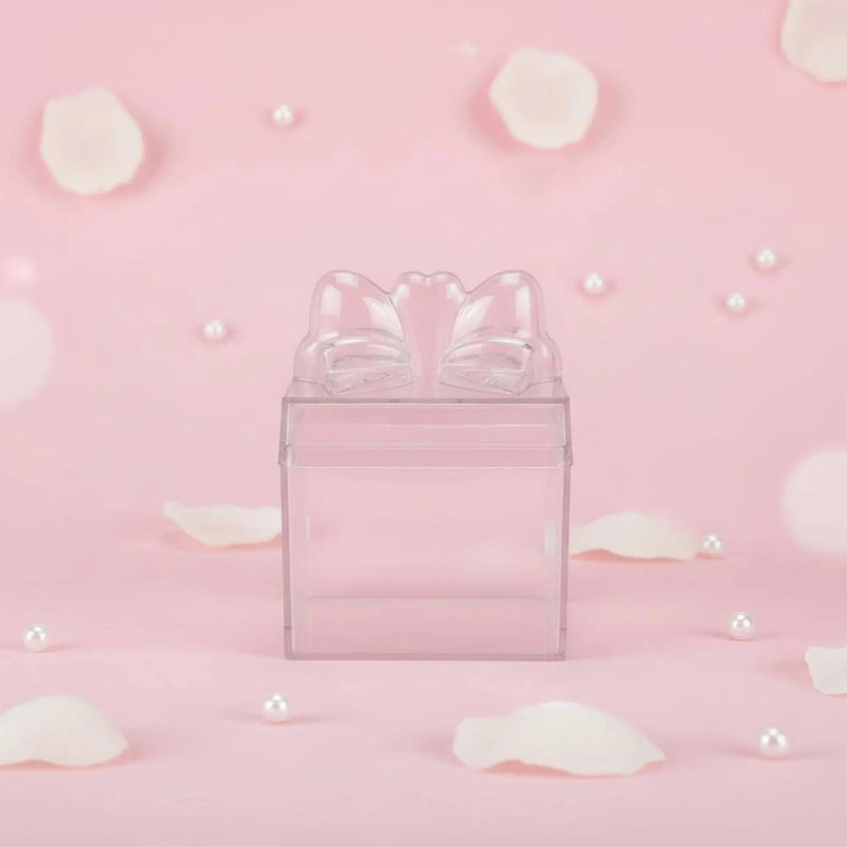 Clear Plastic Candy Box with Ribbon Multipurpose Transparent Candy Box Mini Cube Container Food Grade Small Item Storage