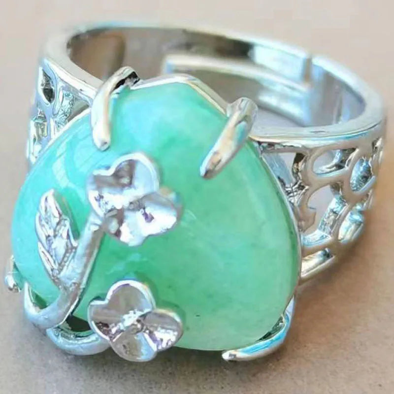 Opal Heart Women Men Ring 7~12" (us) adjust PWB1213